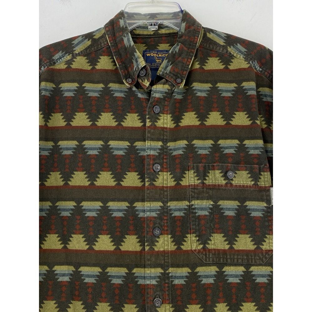 Woolrich Chamois Shirt Men's Large‎ Aztec Deep Hunter Southwest Blanket Outdoors